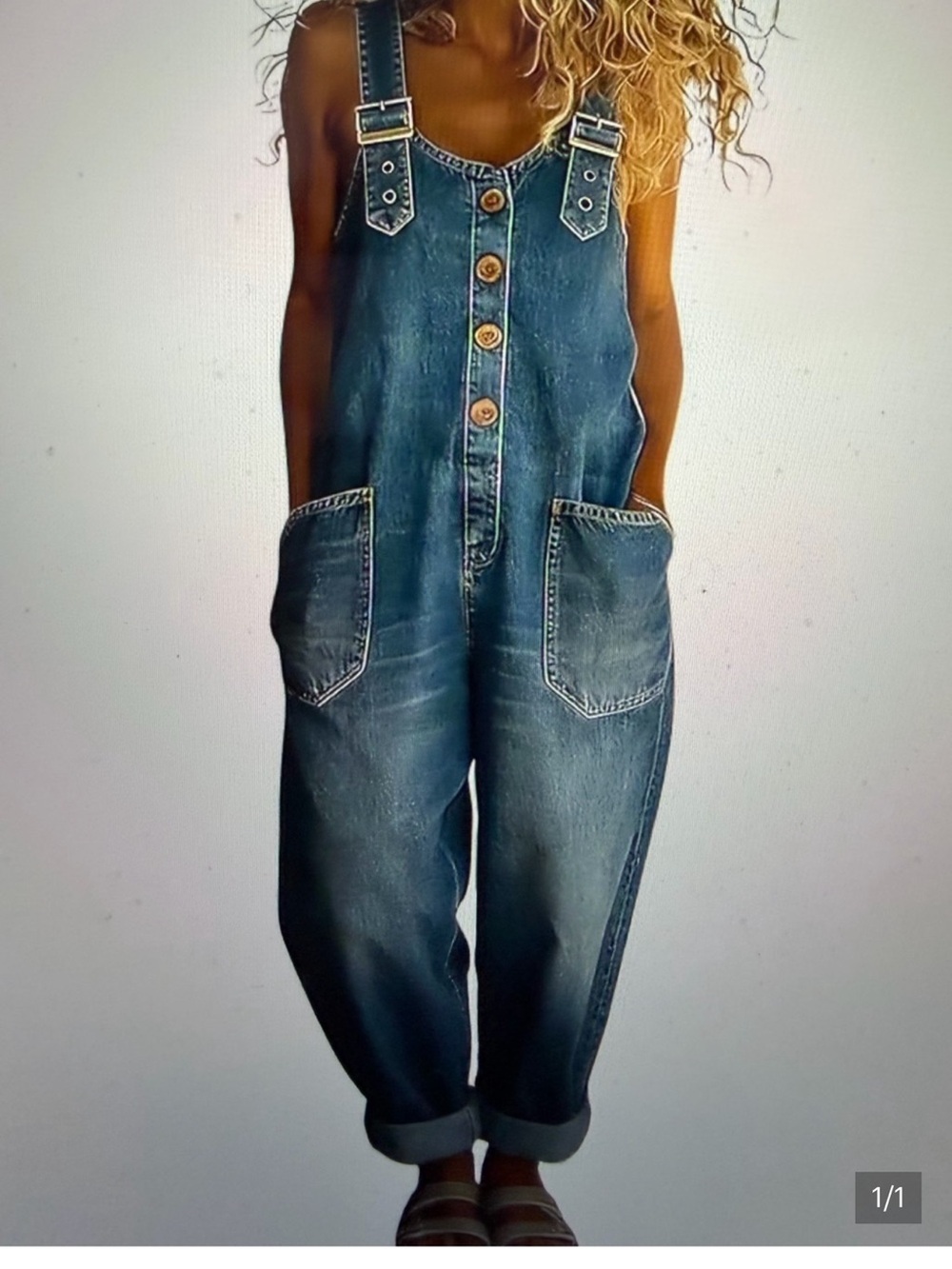 Women’s Denim Button- Front Wide Leg Overalls - NWT-Size S